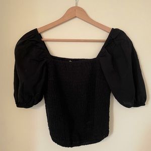 Abercrombie & Fitch Puff Sleeve Smocked Top